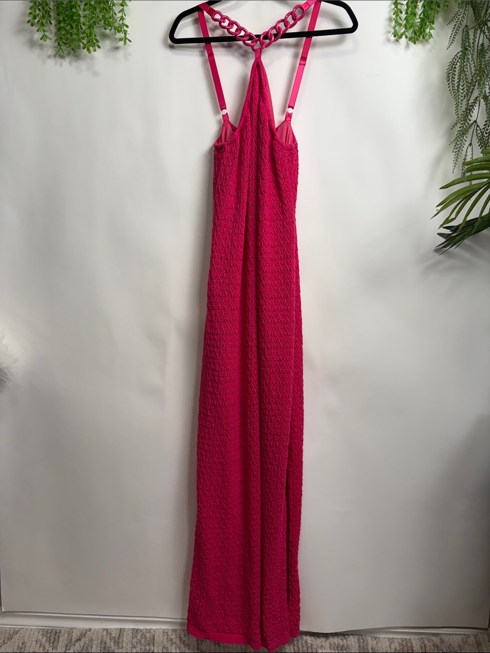 Boston Proper Hot Pink Crochet Maxi Dress